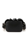 RED VALENTINO RUCHED BLACK LEATHER TOP ZIP CROSS BODY BAG