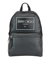 JIMMY CHOO WILMER MAXI LOGO PATCH LEATHER BACKPACK
