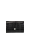Alexander Mcqueen Medium Black Crocodile-effect Leather Cross-body Bag In Black