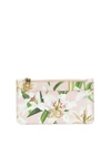 DOLCE & GABBANA LILIUM PRINT LEATHER TOP ZIP CARD HOLDER