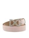 Dolce & Gabbana Dg Crystal Logo Buckle Belt In Light Pink