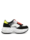 Hogan Maxi I Active Black Oversize Leather & Mesh Sneaker  <br> In Multicolour