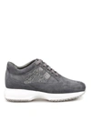 Hogan Interactive Sneakers In Lurex Suede With H Strass In Grey