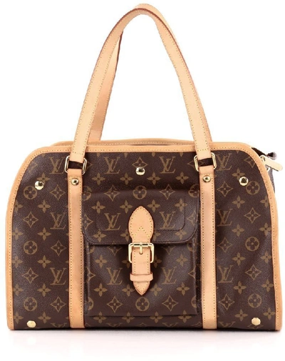Pre-owned Louis Vuitton Baxter Dog Carrier Monogram Gm Brown