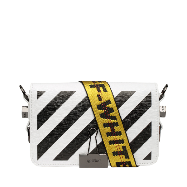 Pre-Owned Off-white Binder Clip Bag Diag Mini White Black Yellow | ModeSens