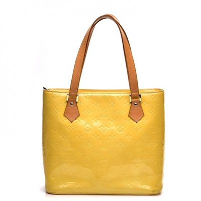Pre-owned Louis Vuitton Tote Houston Monogram Vernis In Lime