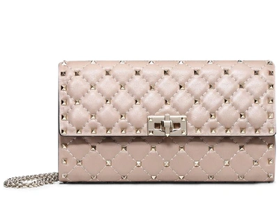 Valentino Garavani Rockstud Spike Chain Clutch Poudre