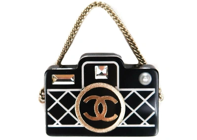 Pre-owned Chanel Camera Brooch Gold-tone Black | ModeSens