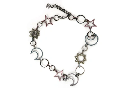 Pre-owned Chanel Star Moon Necklace Silver-tone Multicolor