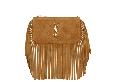 Saint Laurent Fringe Key Pouch Suede Light Ochre