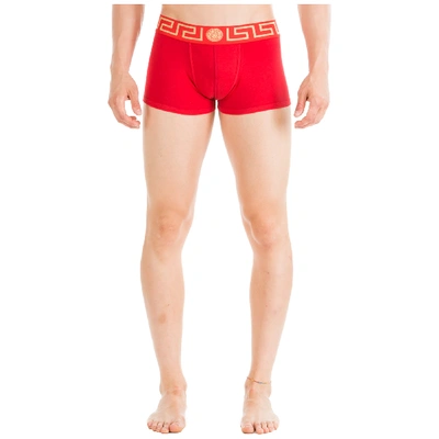 Versace Men's Cotton Underwear Boxer Shorts In Red