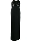 Saint Laurent Strapless Cutout Sequined Crepe Gown In Black