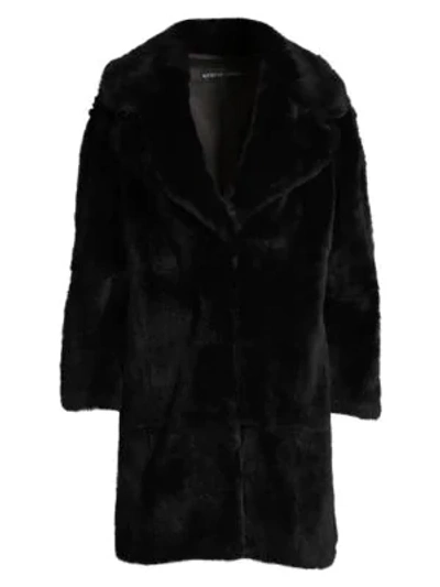 Adrienne Landau Rex Rabbit Fur Coat In Black