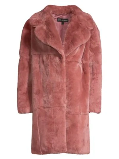 Adrienne Landau Rex Rabbit Fur Coat In Rose