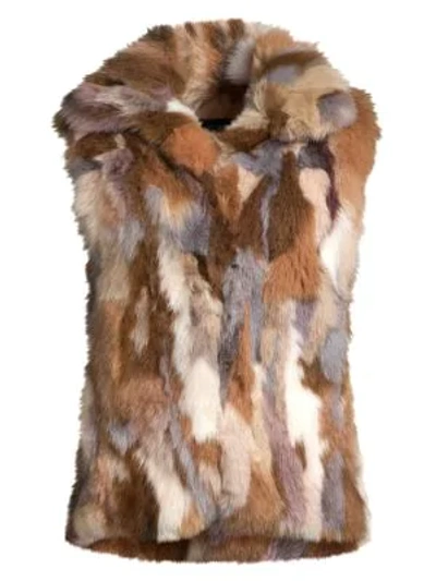 Adrienne Landau Multicolor Fox Fur Vest