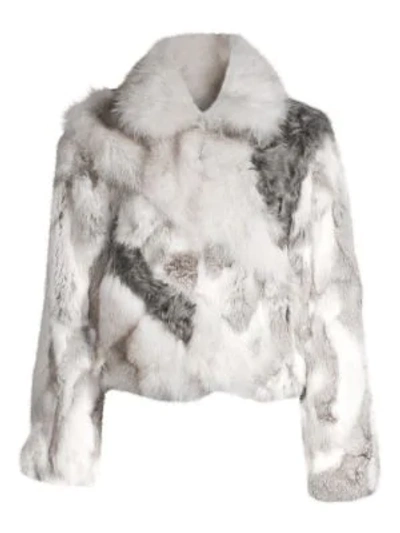 Adrienne Landau Rabbit, Fox And Lamb Fur Crop Jacket In Grey