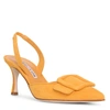 Manolo Blahnik 'maysli 70' Square Brooch Suede Slingback Pumps In Yellow