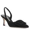 Manolo Blahnik 70mm Maysli Suede Slingback Pumps In Black