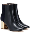 TORY BURCH GIGI LEATHER AND SUEDE ANKLE BOOTS,P00400707