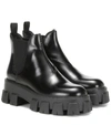 PRADA MONOLITH LEATHER ANKLE BOOTS,P00412460