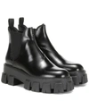 Prada 60 Glossed-leather Platform Chelsea Boots In Black