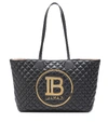 BALMAIN LOGO QUILTED LEATHER TOTE,P00394561