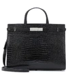 SAINT LAURENT MANHATTAN SMALL CROC-EFFECT TOTE,P00403626