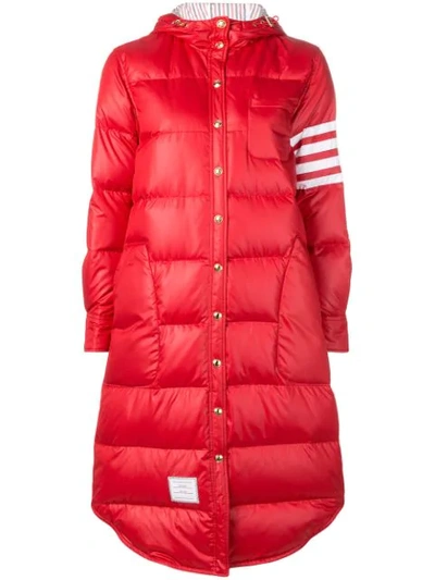 Thom Browne Four-stripes Padded Overcoat In 600 Red