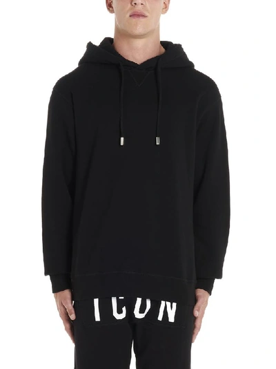 Dsquared2 Icon Printed Hoodie In Black