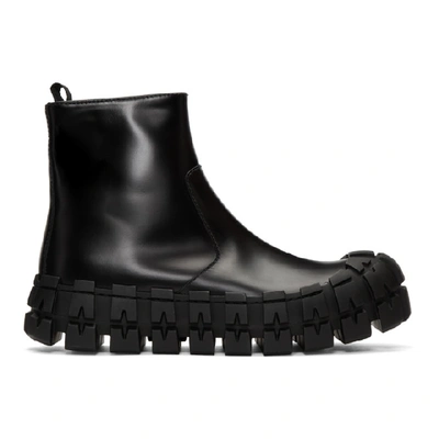 Prada Deconstructed Chunky Leather Boots In Black