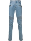 BALMAIN BALMAIN QUILTED DETAILED SKINNY JEANS - 蓝色