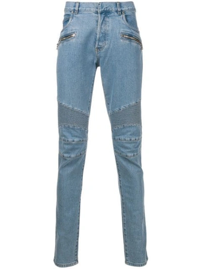 Balmain Quilted Detailed Skinny Jeans - 蓝色 In Blue