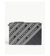 GIVENCHY STRIPED LOGO CRACKLED LEATHER POUCH