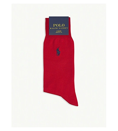Polo Ralph Lauren Fil D'ecosse Cotton Socks In Red/navy