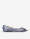 MANOLO BLAHNIK MANOLO BLAHNIK WOMENS GREY HANGISI SATIN FLATS,71902999