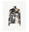 ACNE STUDIOS FADED-PRINT SATIN TURTLENECK TOP