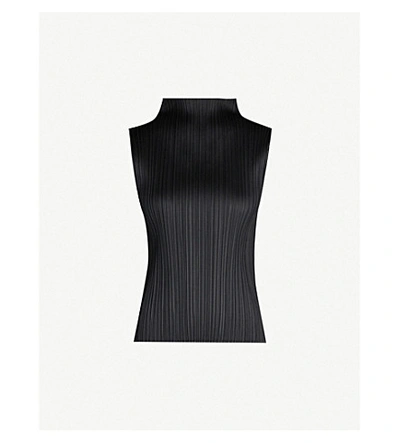 Issey Miyake Pleats Please By  Pleated High-neck Top - 黑色 In 15 Black