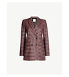 SANDRO Checked double-breasted wool-blend blazer