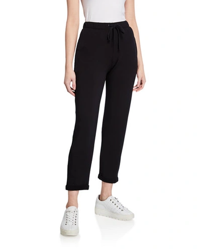 Majestic Cropped Drawstring Lounge Pants In Black