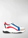 Dsquared2 551 Bumpee Leather Low Top Sneakers In White,blue,red