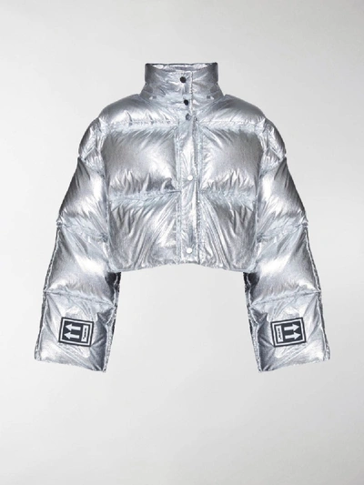 Off-white 3d Cropped Puffer Jacket In Silver