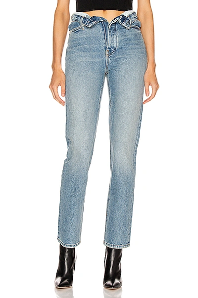 Alexander Wang T Cult High-rise Straight Jeans W/ Flipped Waistband In Vintage Mid Indigo