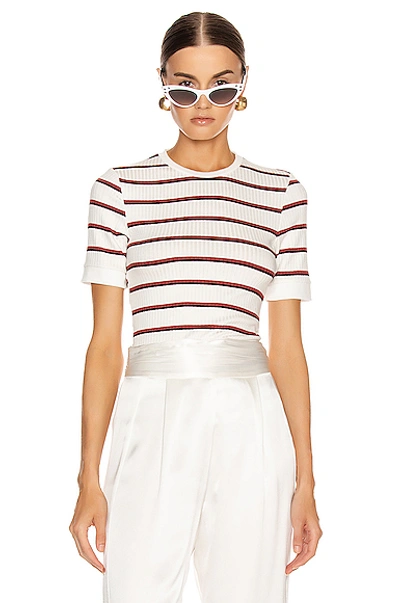 Frame Variegated 70s Tee In Stripes,white In Off White Multi