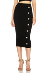 Balmain Button-embellished Jacquard-knit Midi Skirt In Black