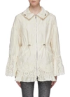 Moncler 'brazzaville' Floral Lace Trim Drawstring Waist Hooded Parka
