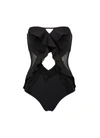 ZIMMERMANN 'Juno' mesh panel ruffle cutout one-piece swimsuit