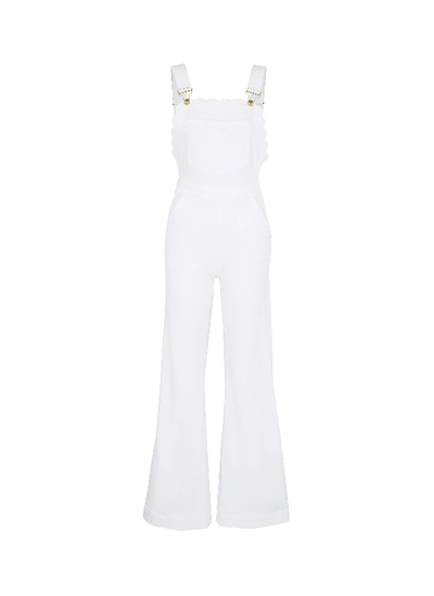 FRAME Scalloped wide leg denim dungarees 
