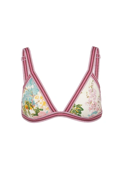 Zimmermann 'heathers' Stripe Border Garden Floral Print Bikini Top