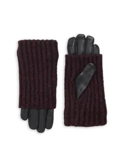 Carolina Amato Knitted Tech Gloves In Black Wine