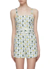 STAUD 'Pomelo' print belted linen sleeveless rompers